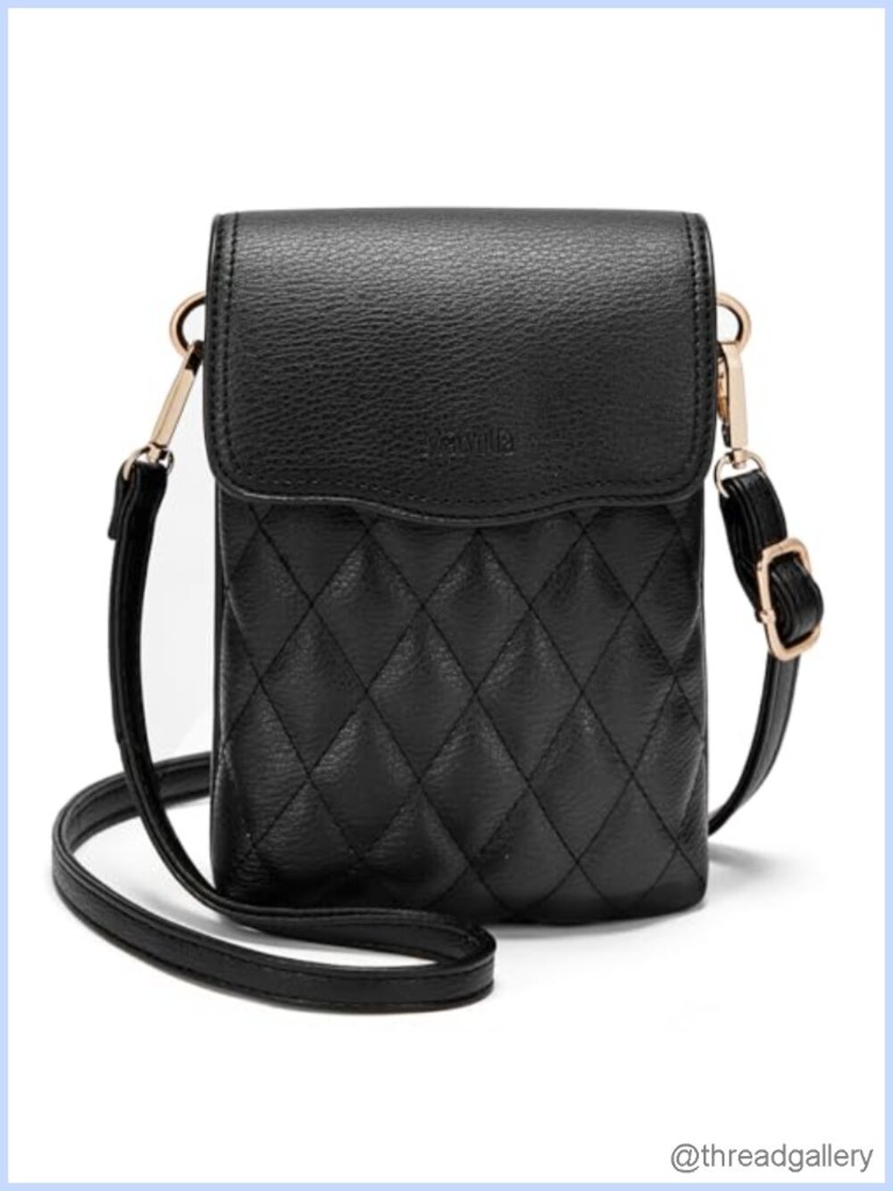 Small Quilted Vegan Leather Crossbody Phone Purse Mini Bag